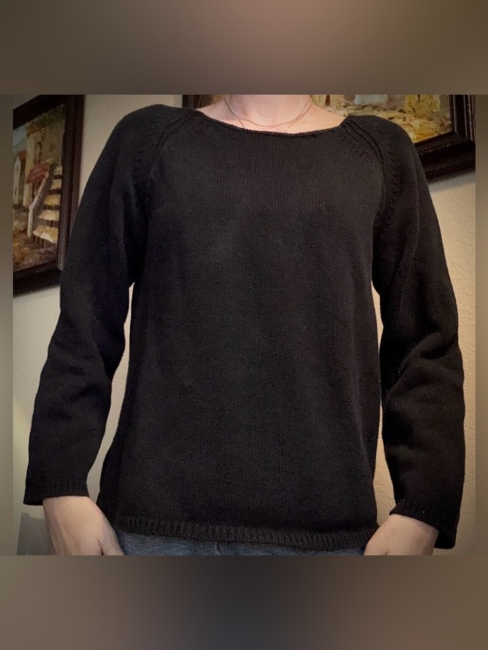 Vintage 90’s Cotton Black Coldwater Creek Boxy Sweater S